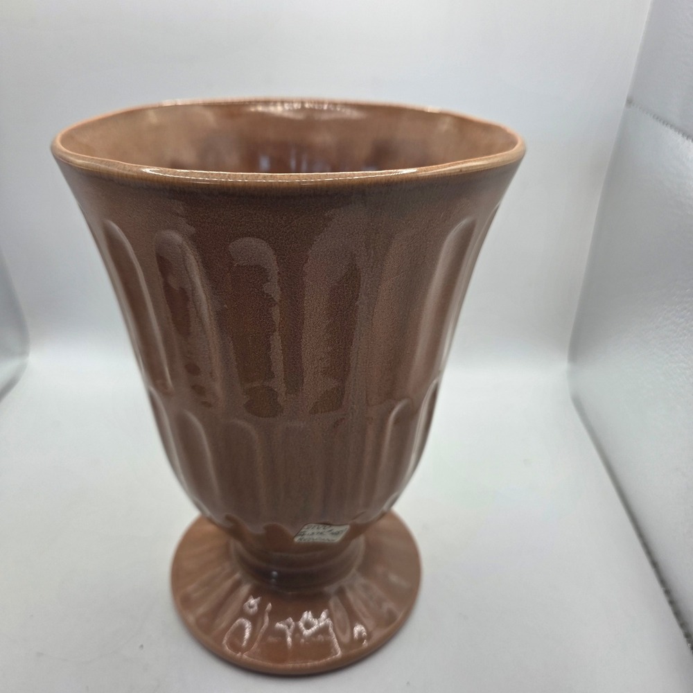 Vintage Red Wing Pottery M-1575 Brown Fleck Pedestal Vase USA MCM